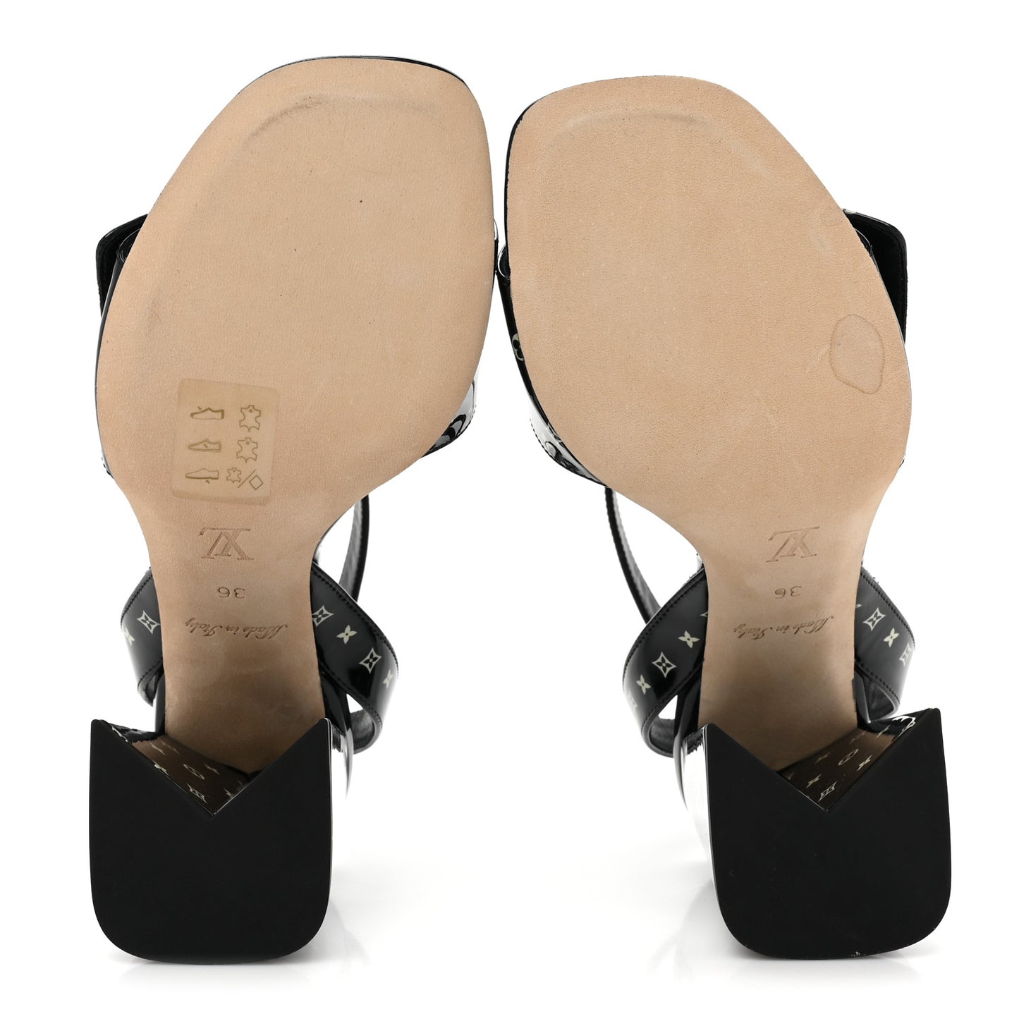 Patent Calfskin Shake Platform Sandal 36 Black White
