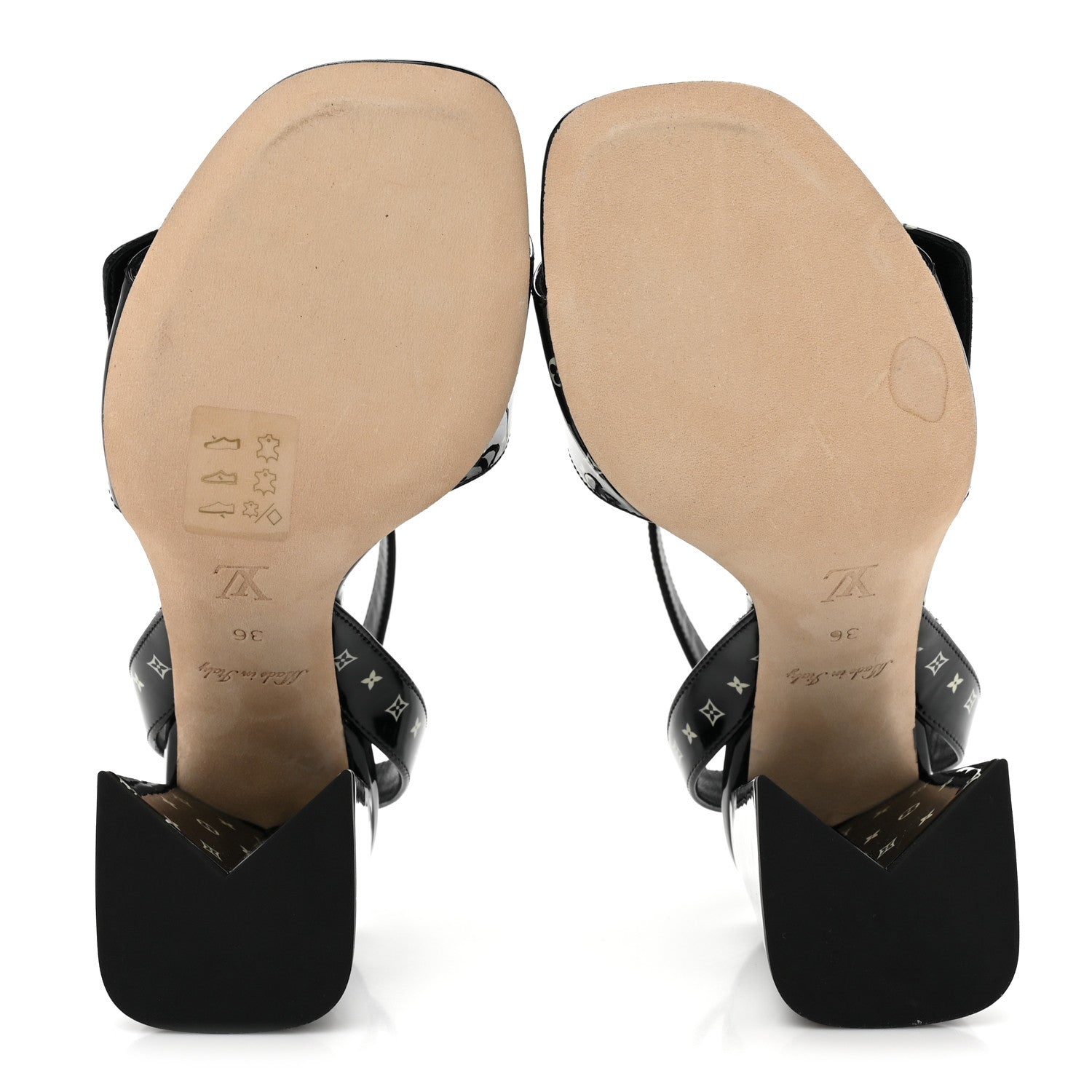 Louis Vuitton Patent Calfskin Shake Platform Sandal 36 Black White 5 of 10