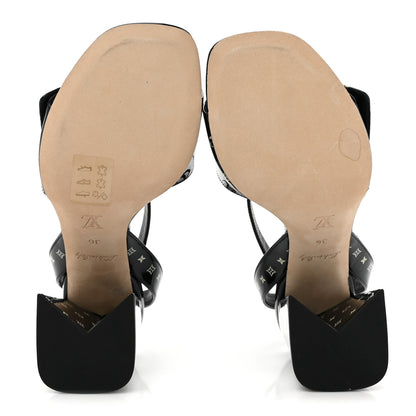 Louis Vuitton Patent Calfskin Shake Platform Sandal 36 Black White 5 of 10