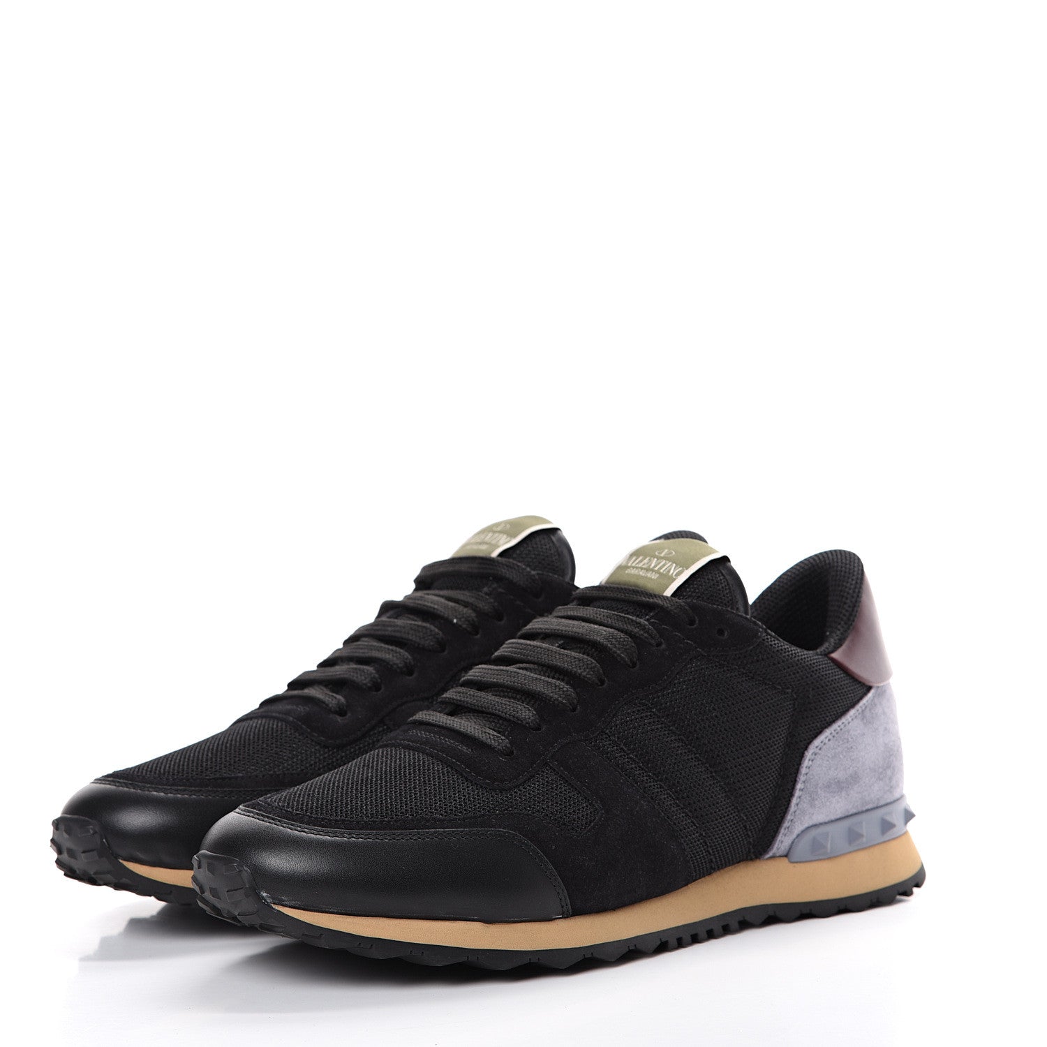 Valentino Garavani Nylon Suede Mens Rockrunner Sneakers 42 Black Multicolor 3 of 8
