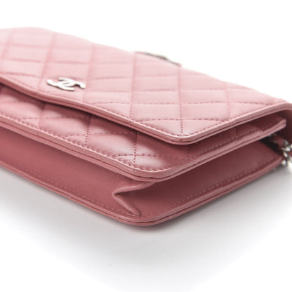 Chanel Lambskin Quilted Wallet On Chain WOC Pink 7 of 11