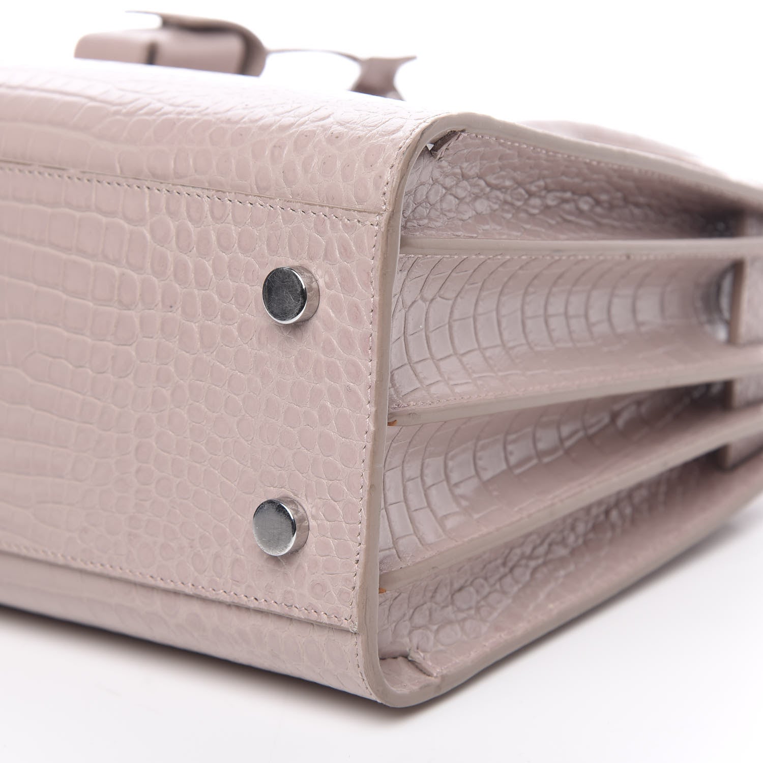 Saint Laurent Calfskin Crocodile Embossed Baby Sac De Jour Rose Antic 11 of 12