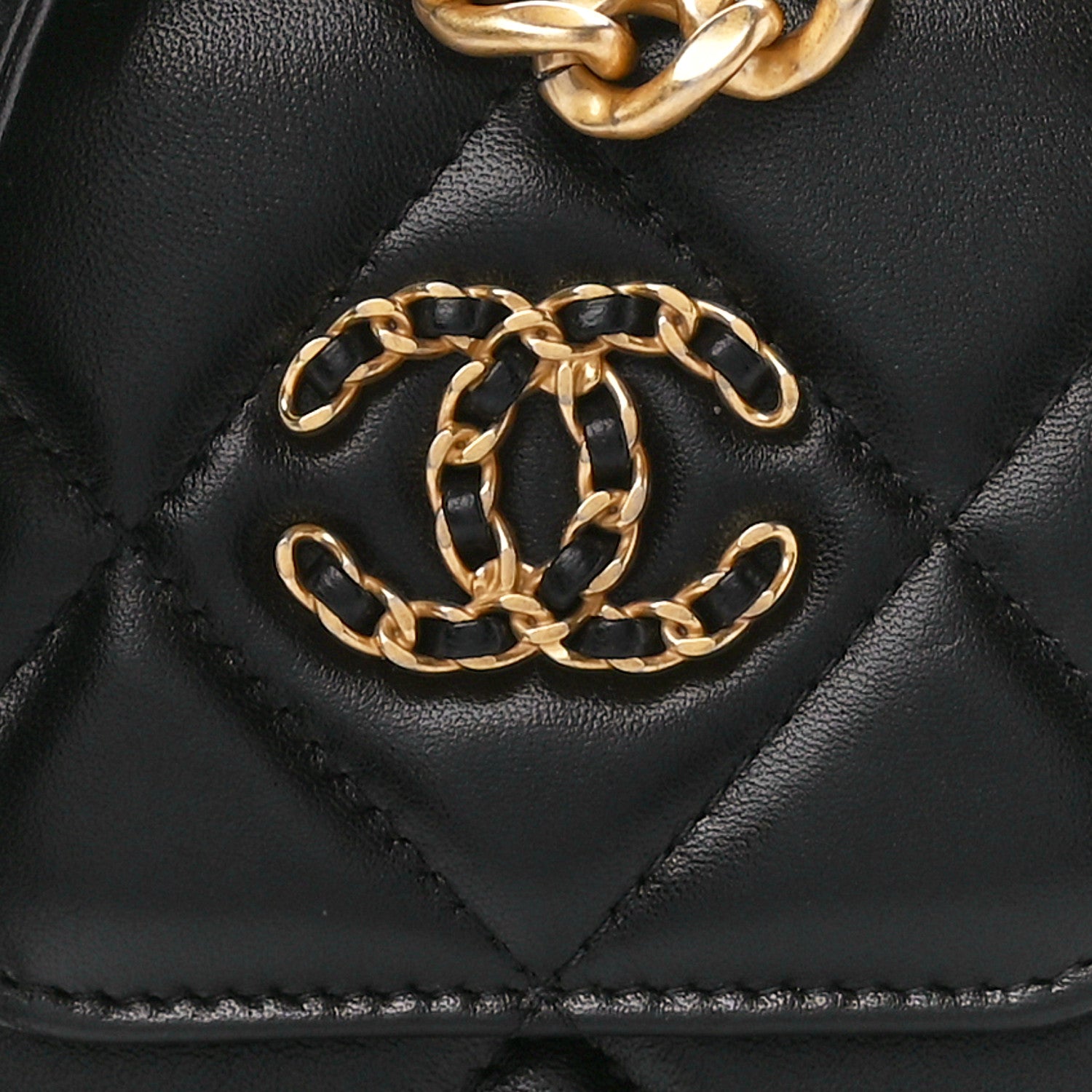 Chanel Lambskin Quilted Chanel 19 Phone Holder With Chain Black 9 of 15