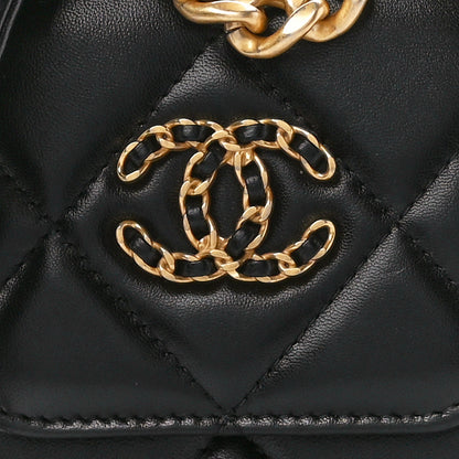 Chanel Lambskin Quilted Chanel 19 Phone Holder With Chain Black 9 of 15