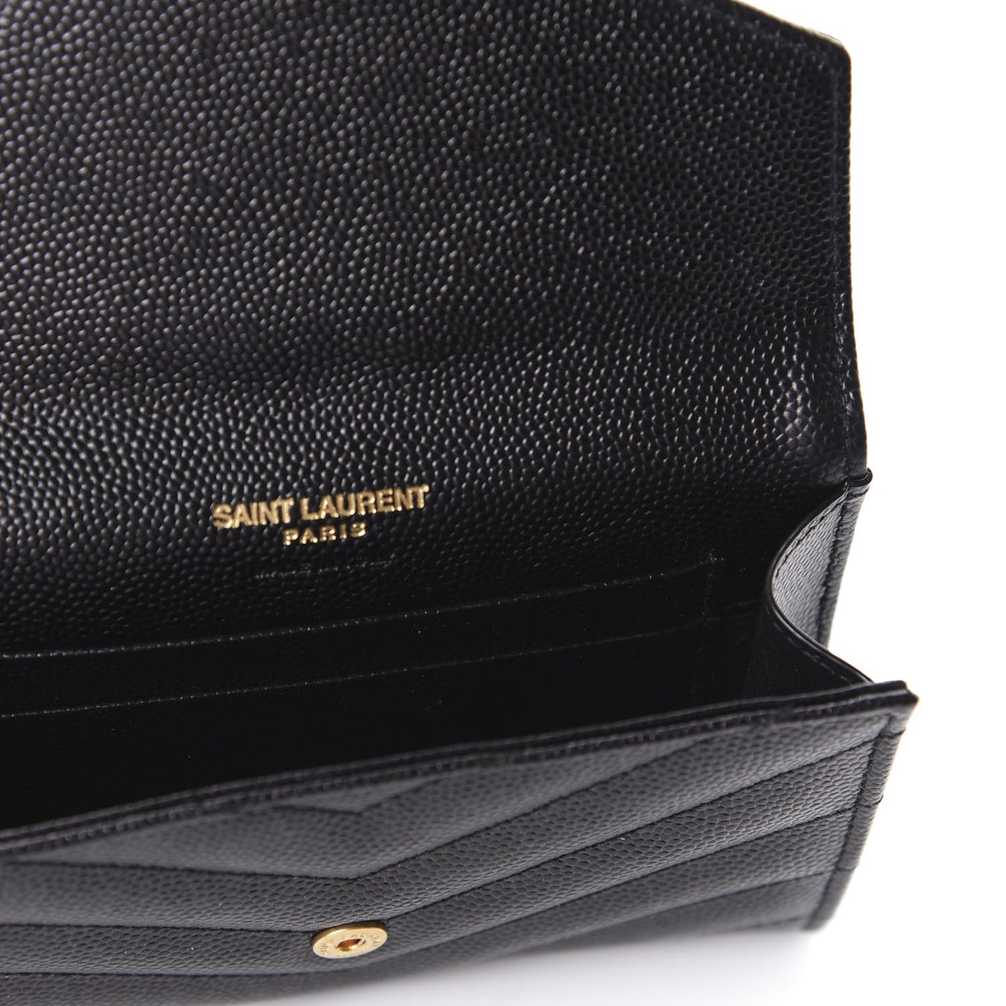 Grain De Poudre Matelasse Chevron Small Monogram Envelope Wallet Black