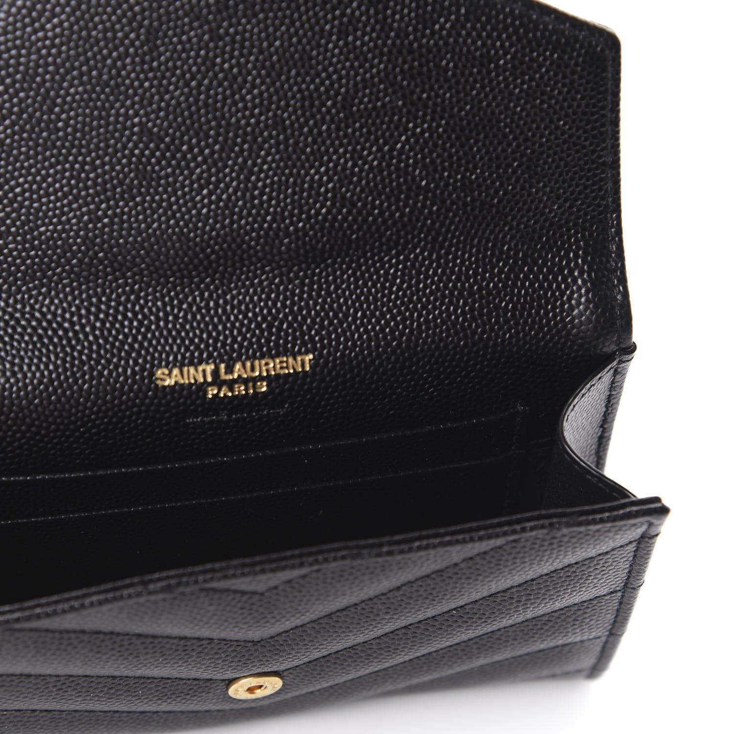Saint Laurent Grain De Poudre Matelasse Chevron Small Monogram Envelope Wallet Black 8 of 11