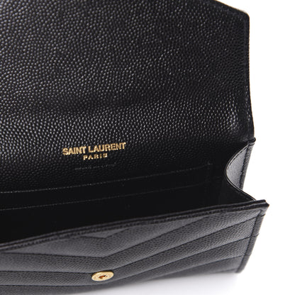 Saint Laurent Grain De Poudre Matelasse Chevron Small Monogram Envelope Wallet Black 8 of 11