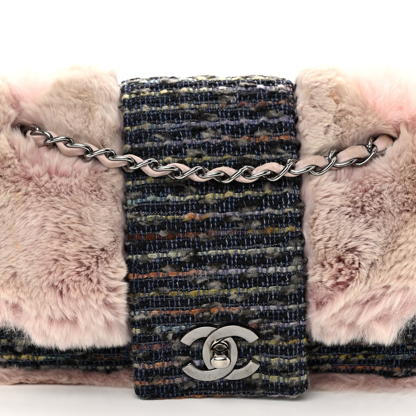 Rabbit Fur Tweed Lizard Small Fantasy Flap Pink