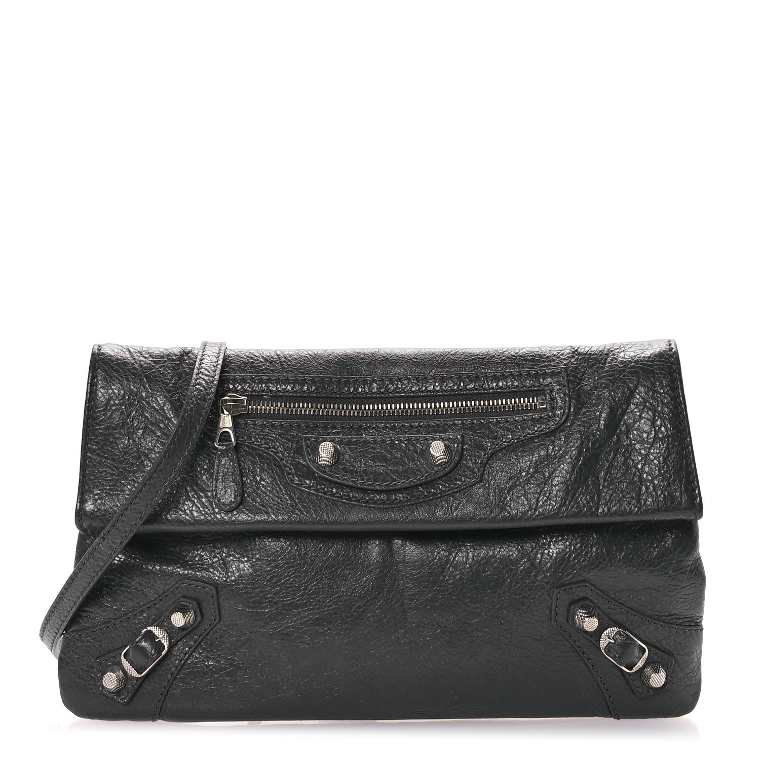 Balenciaga Agneau Giant 12 Silver Hardware Envelope Strap Clutch  Gris Fossile 1 of 11