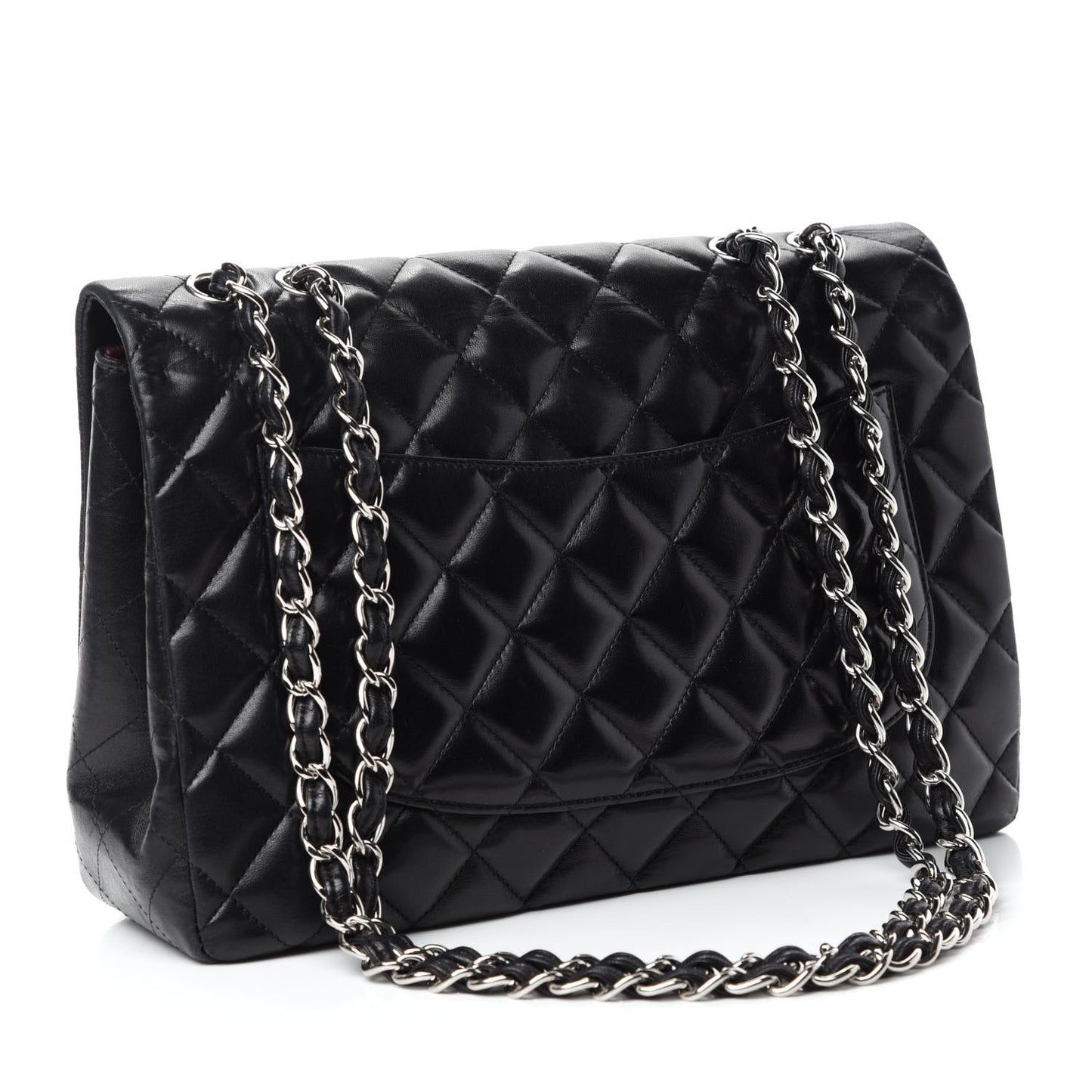 Lambskin Quilted Jumbo Single Flap Black