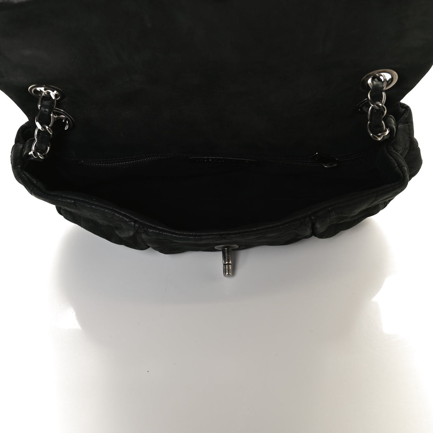 Iridescent Calfskin Quilted East West Flap Black