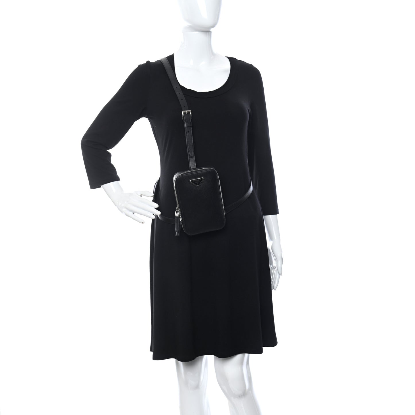 Saffiano Harness Crossbody Travel Pouch Black