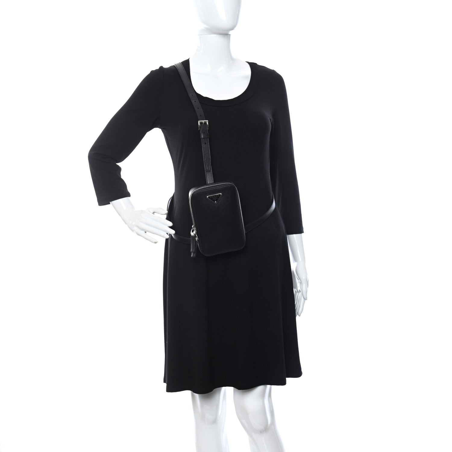 Prada Saffiano Harness Crossbody Travel Pouch Black 2 of 9