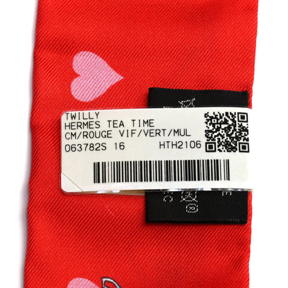 Hermes Silk Tea Time Twilly Rouge Vif Vert Multicolor 4 of 4