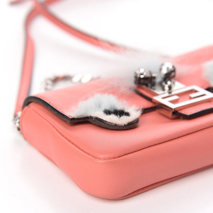 Fendi Nappa Rabbit Fox Fur Micro Buggie Baguette Coral 8 of 10