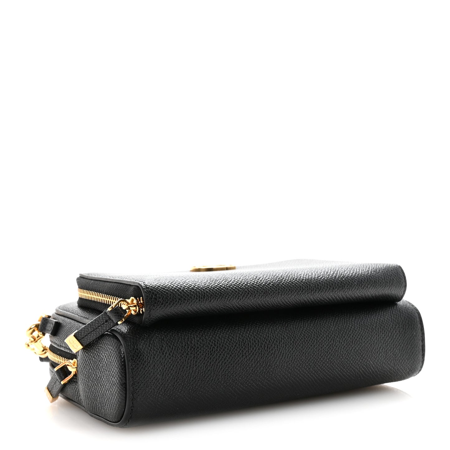 Grained Calfskin Caro Double Pouch Black