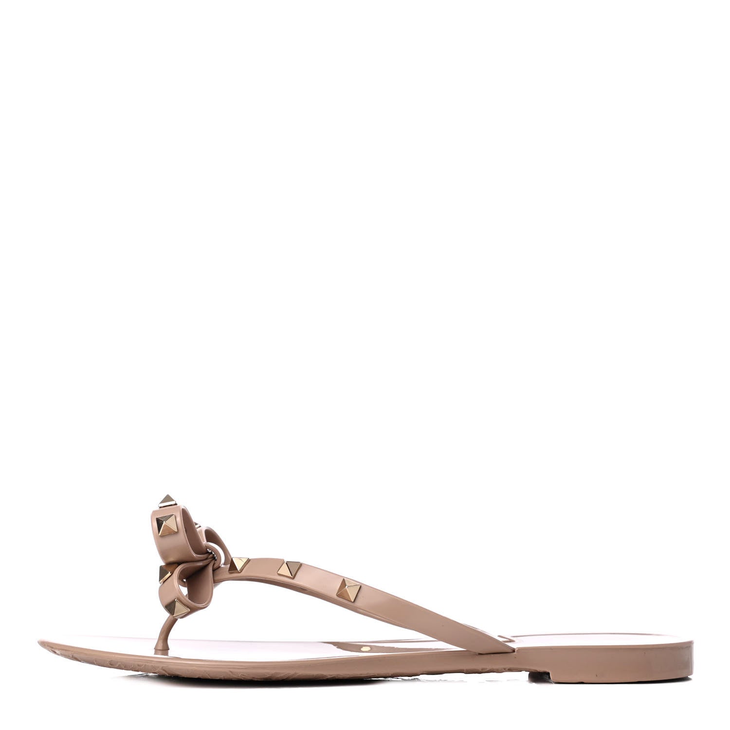 Valentino Garavani PVC Jelly Rockstud Bow Thong Sandals 41 Poudre 1 of 8
