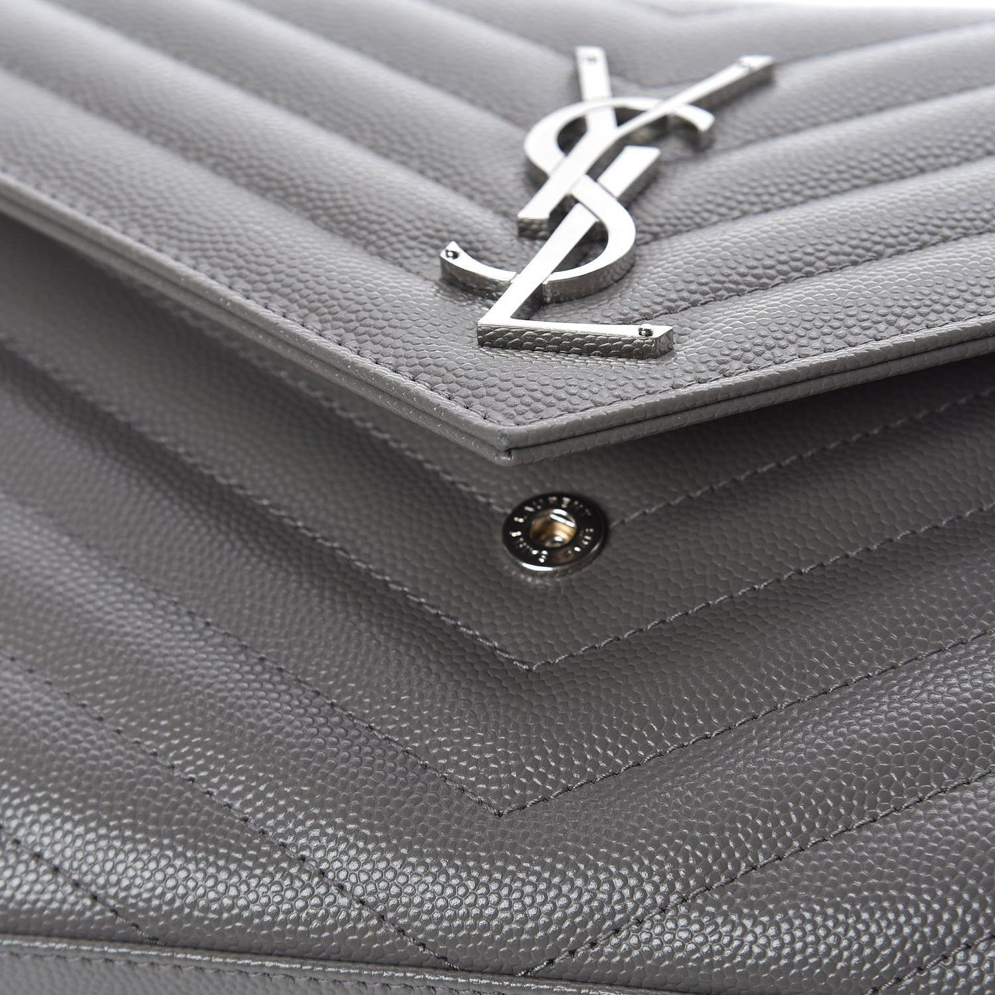 Grain De Poudre Matelasse Chevron Monogram Chain Wallet Fog