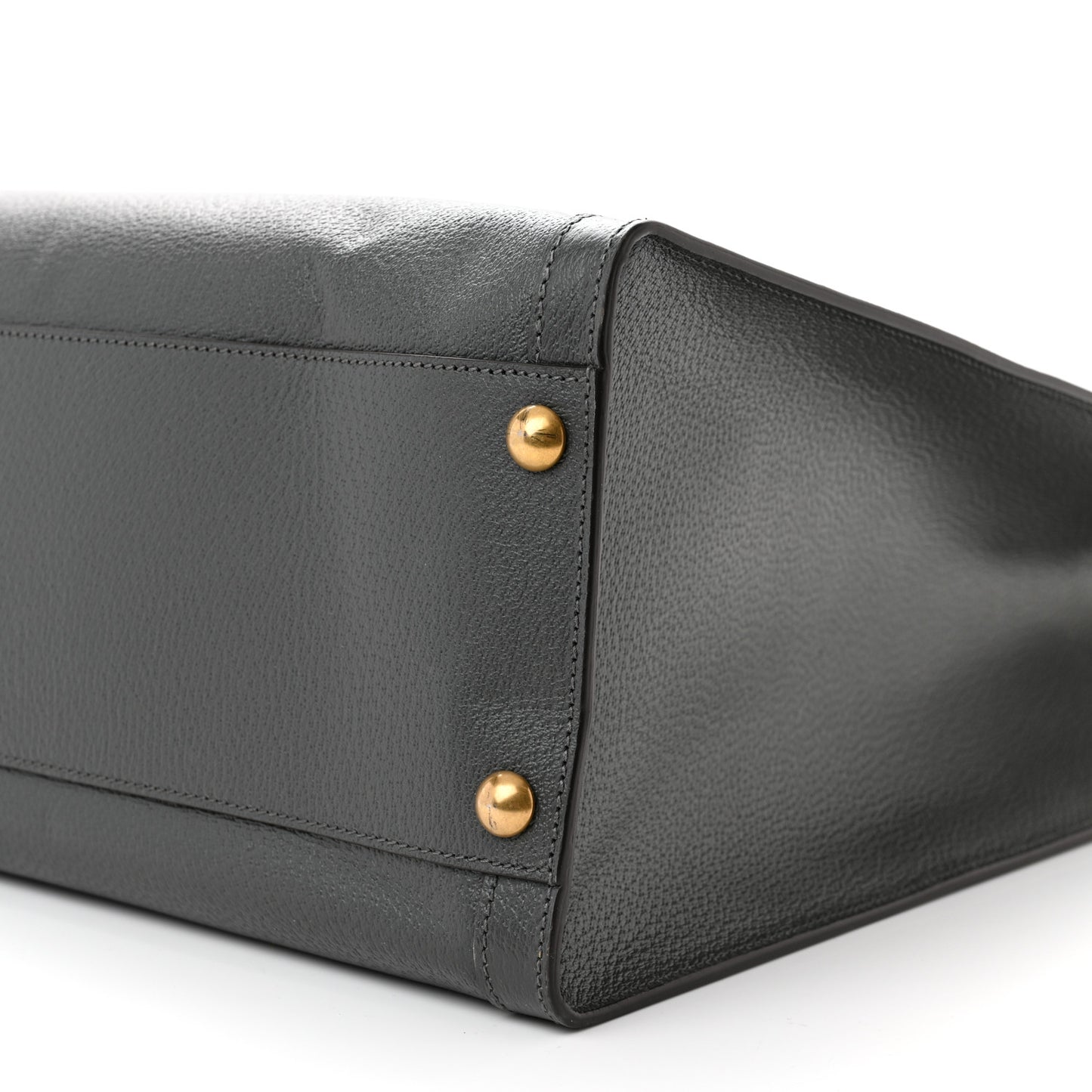 Textured Dollar Calfskin Web Studded Maxi Diana Tote Bag Graphite Grey