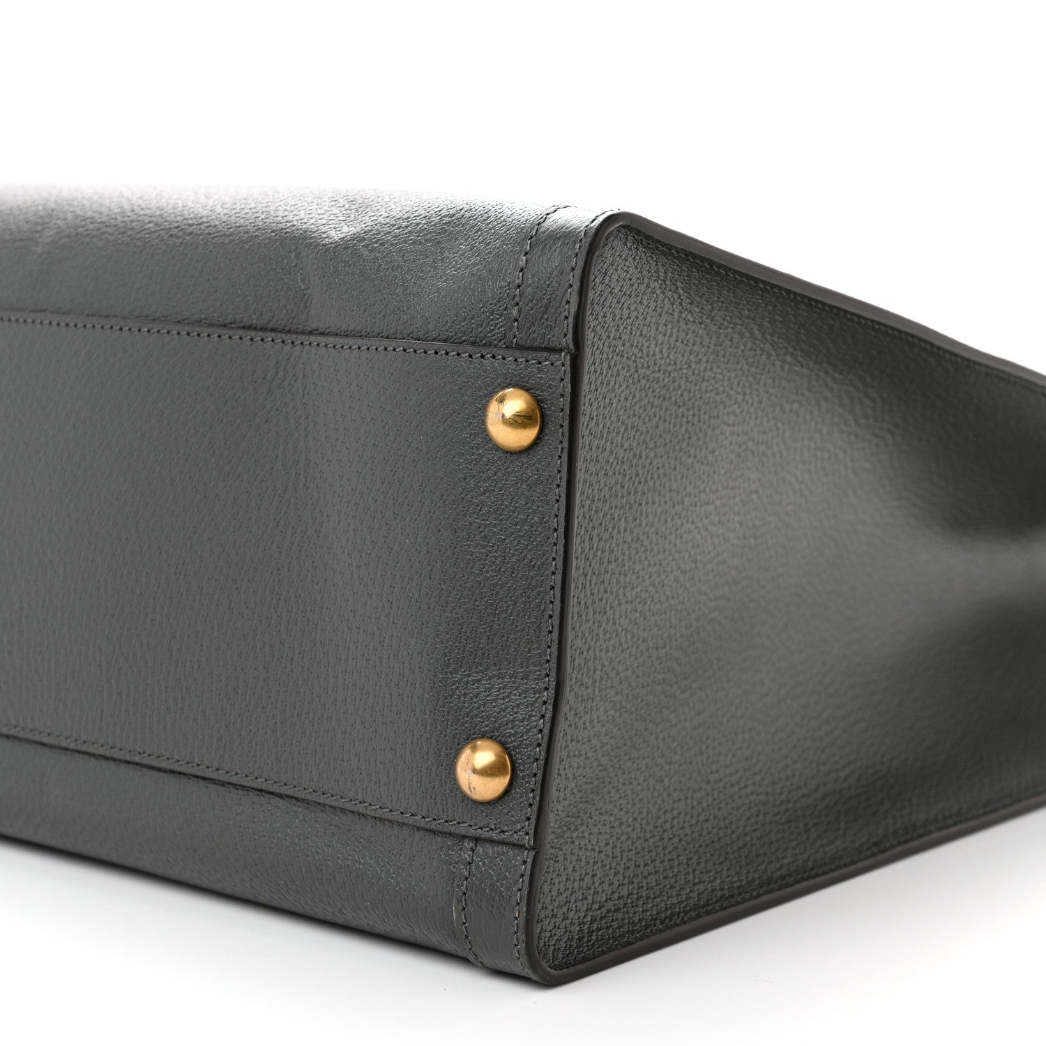 Gucci Textured Dollar Calfskin Web Studded Maxi Diana Tote Bag Graphite Grey 10 of 11