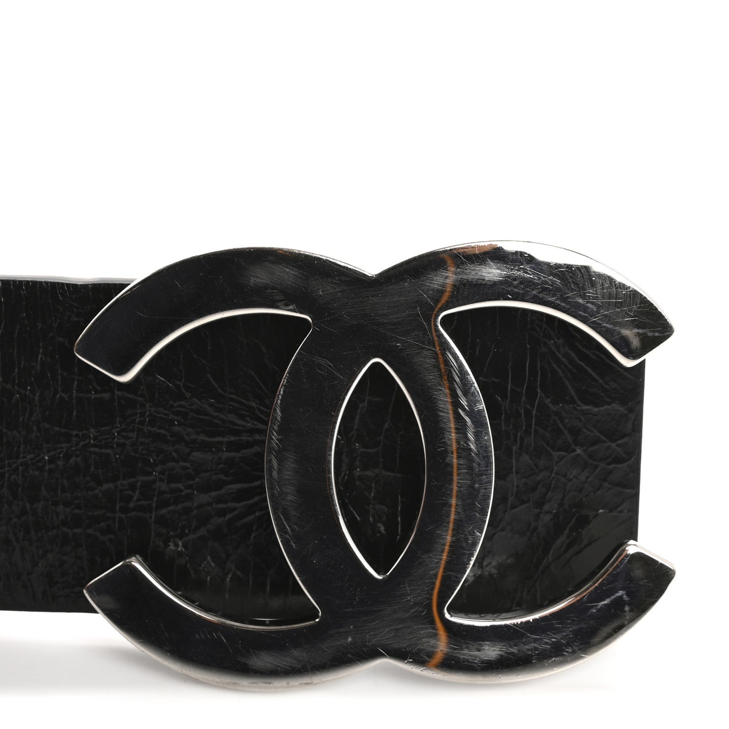 Patent Calfskin CC Reversible Belt 90 36 Black White