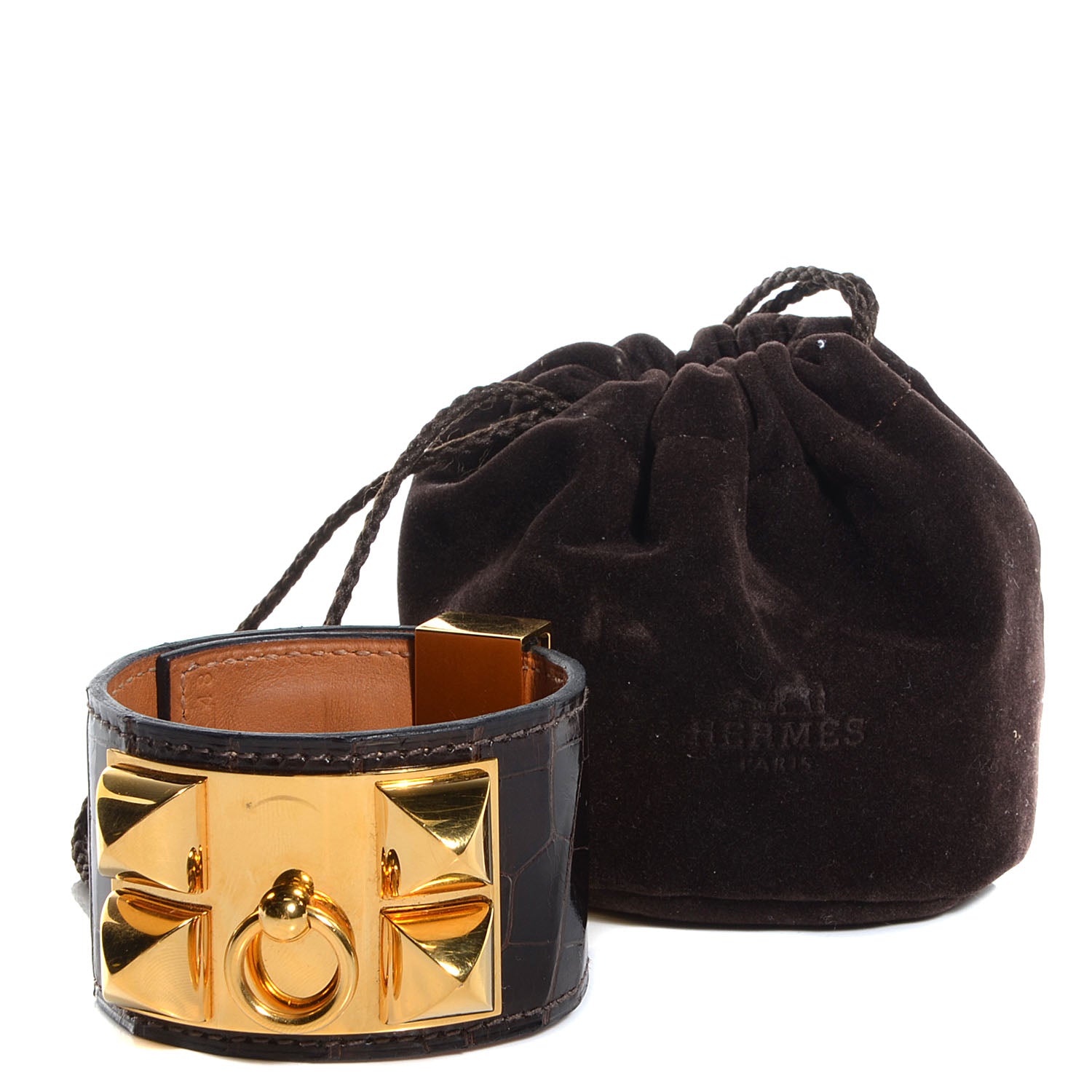 Hermes Matte Alligator Collier De Chien CDC Bracelet Small Miel 7 of 9