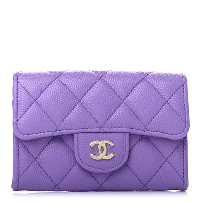 Chanel Caviar Quilted Flap Card Holder Wallet Purple 1 of 8