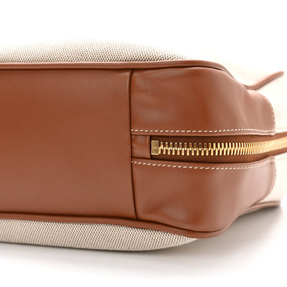 Miu Miu Canvas Calfskin Top Handle Bag Beige Brandy 9 of 10