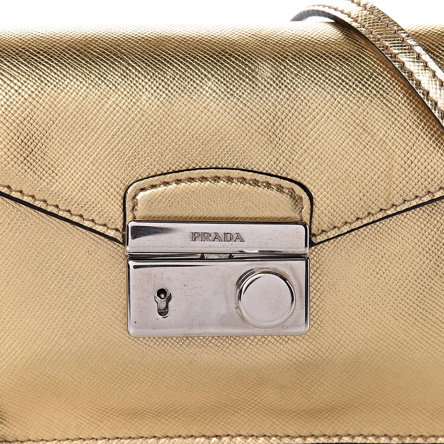 Prada Saffiano Lux Sound Shoulder Bag Platino 12 of 12
