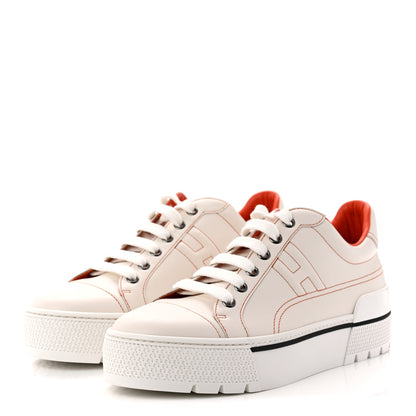 Hermes Calfskin Womens Voltage Sneakers 38 White Orange 3 of 10