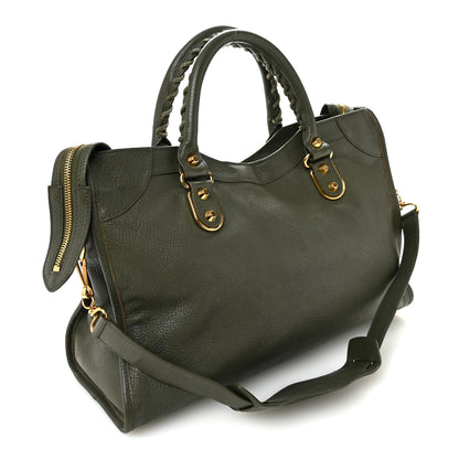 Balenciaga Chevre Gold Metallic Edge Hardware City Vert Lichen 4 of 11