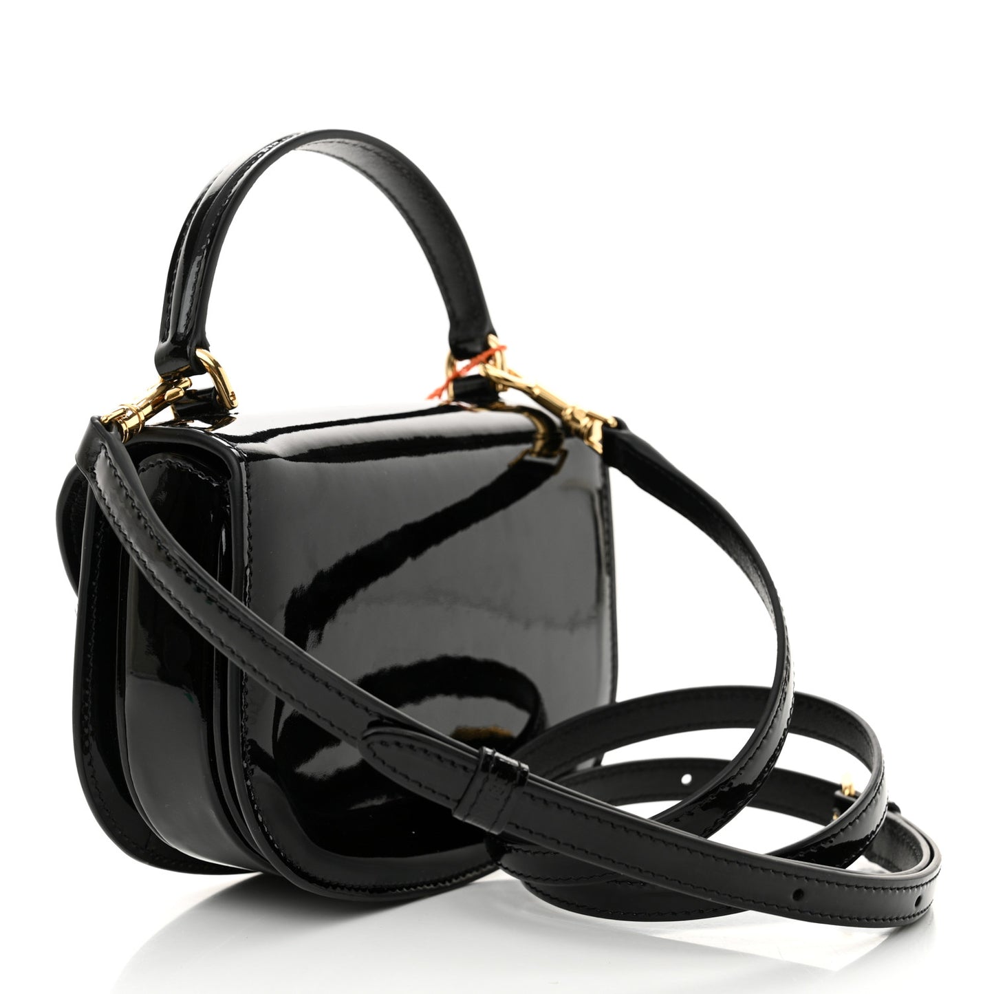 Patent Calfskin Triomphe Mini Besace Clea Black