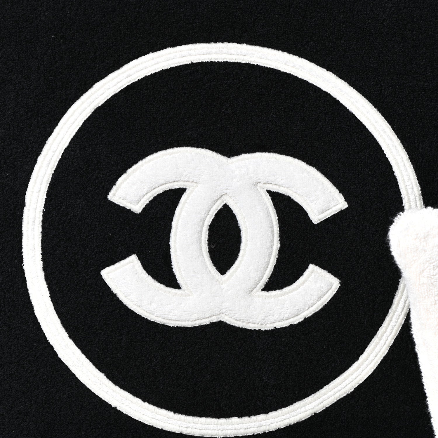 Chanel Terry Cotton CC Beach Tote Towel Set Black White 9 of 11