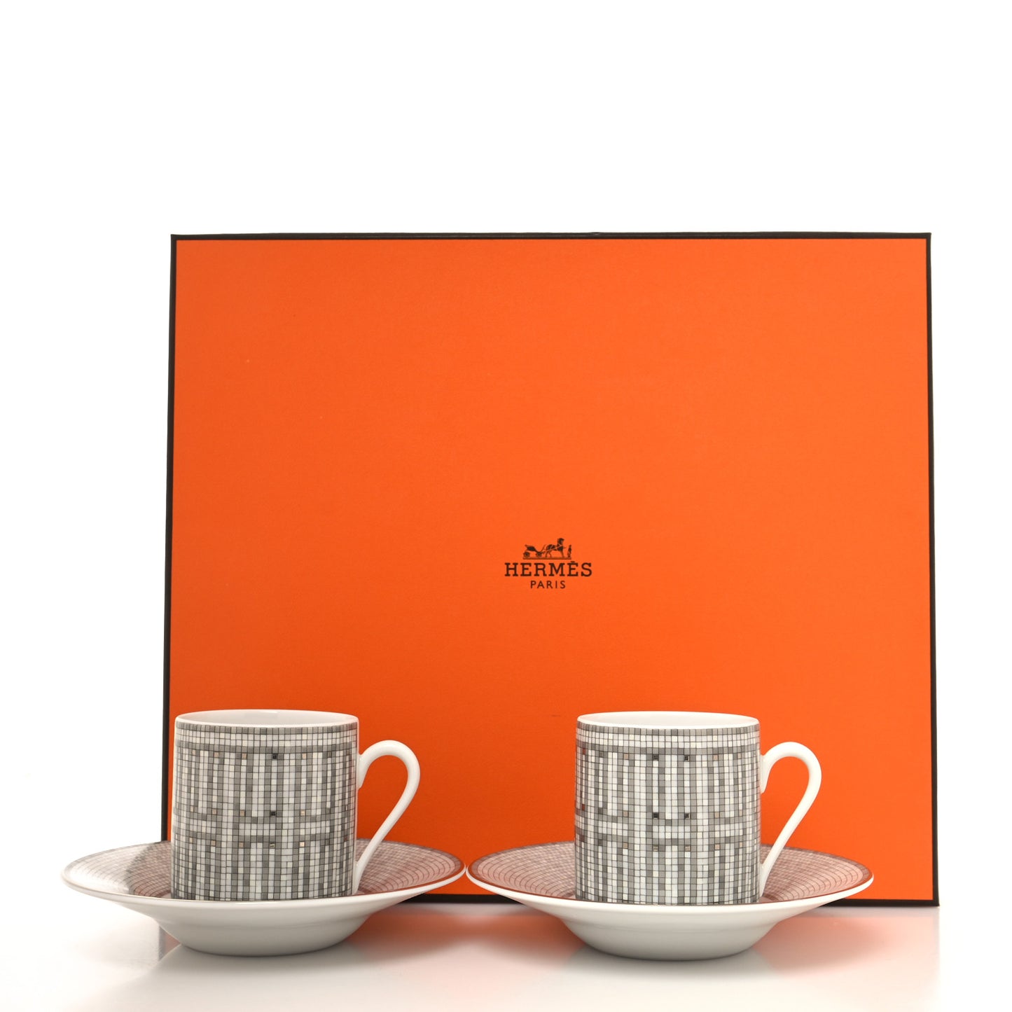 Porcelain Mosaique au 24 Coffee Cup and Saucer Set of 2