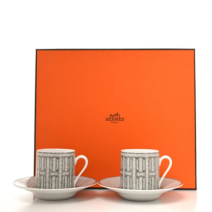 Hermes Porcelain Mosaique au 24 Coffee Cup and Saucer Set of 2 10 of 10