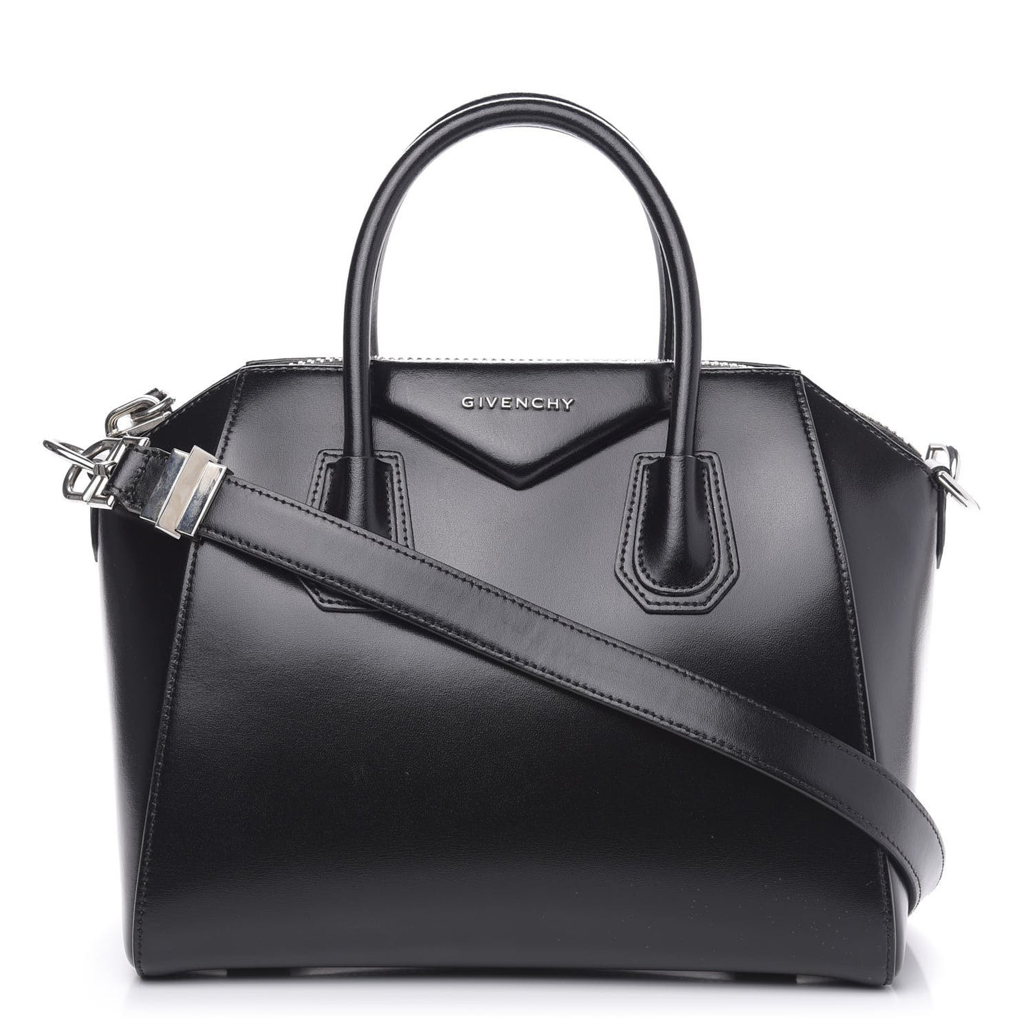 Shiny Lord Calfskin Small Antigona Black