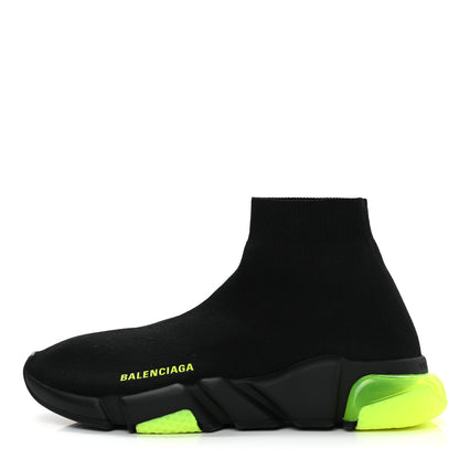 Balenciaga Neoprene Knit Mens Speed Clear Sole Sneakers 41 Black Yellow Fluo 1 of 8