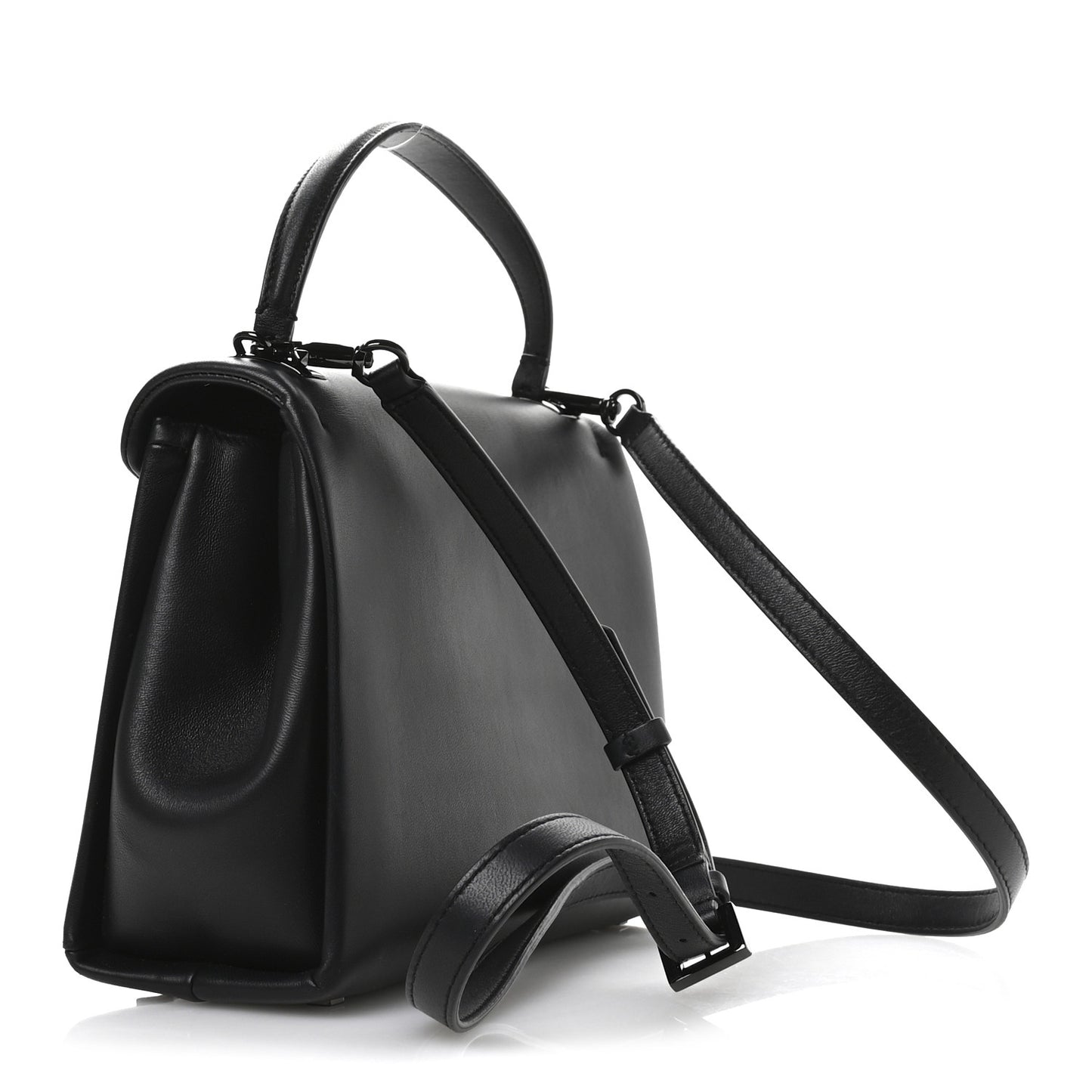 Nappa Small One Stud Top Handle Bag Black