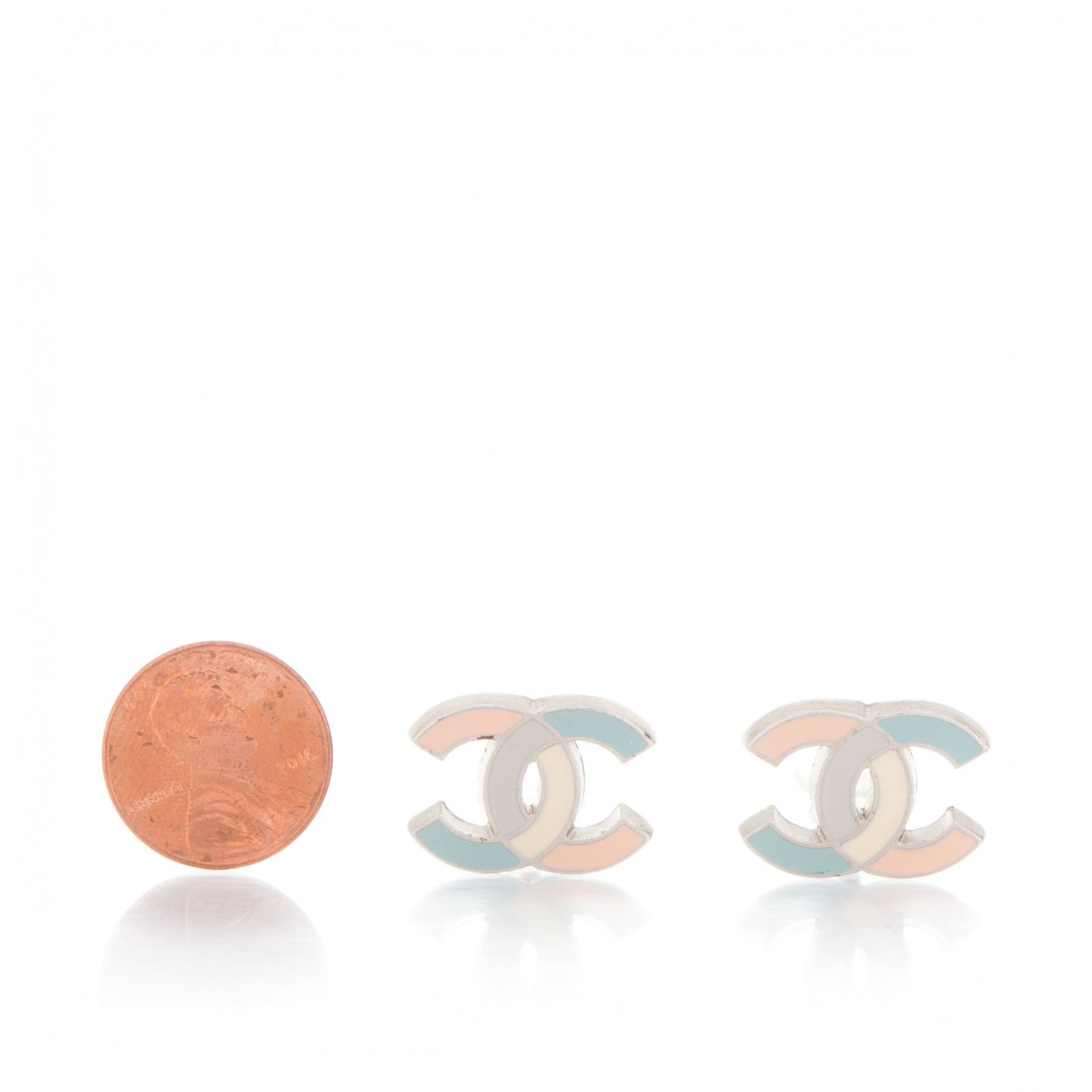 Enamel CC Clip On Earrings Multicolor