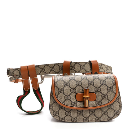 Gucci GG Supreme Monogram Web Bamboo Mini 1947 Belt Bag 80 32 Beige 1 of 11