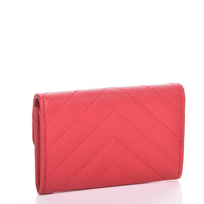 Chanel Caviar Chevron Quilted Card Holder Wallet Dark Pink 3 of 8