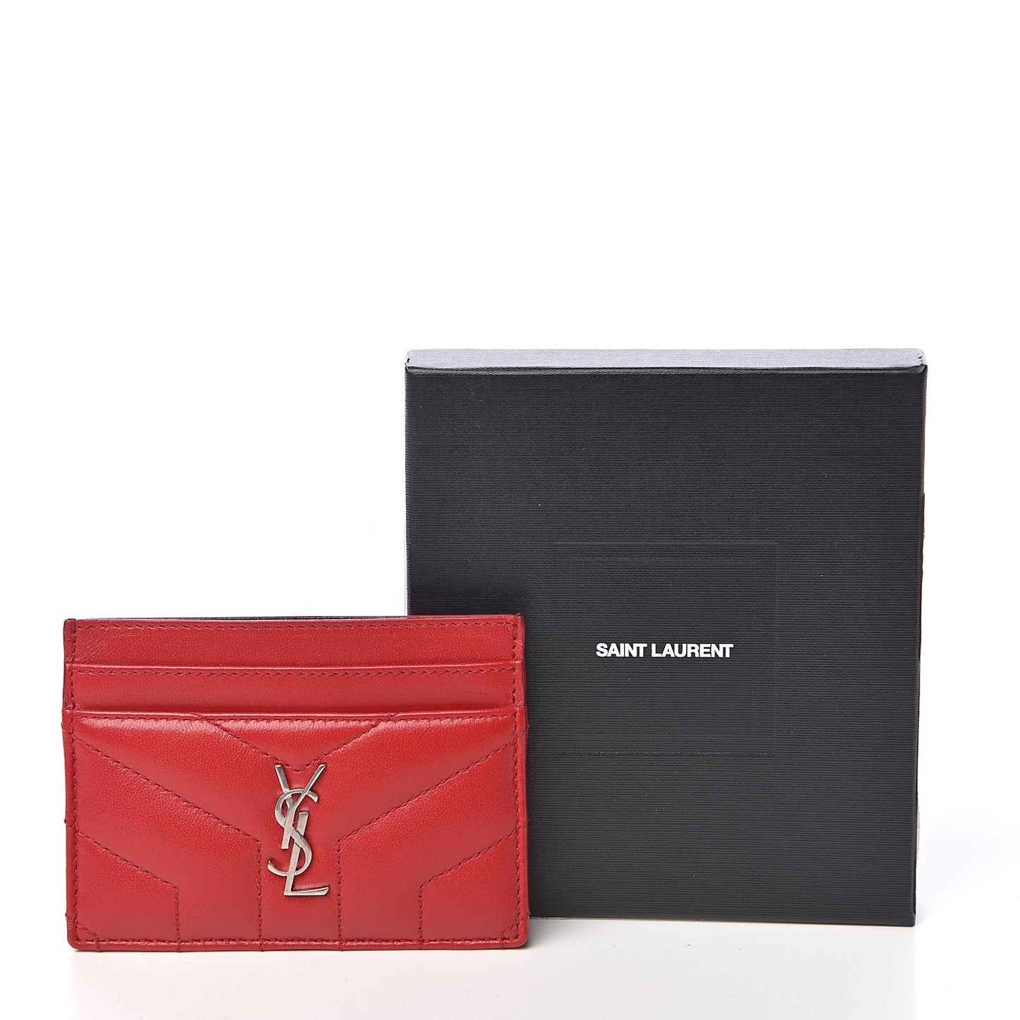 Calfskin Y Quilted Monogram LouLou Credit Card Case Red