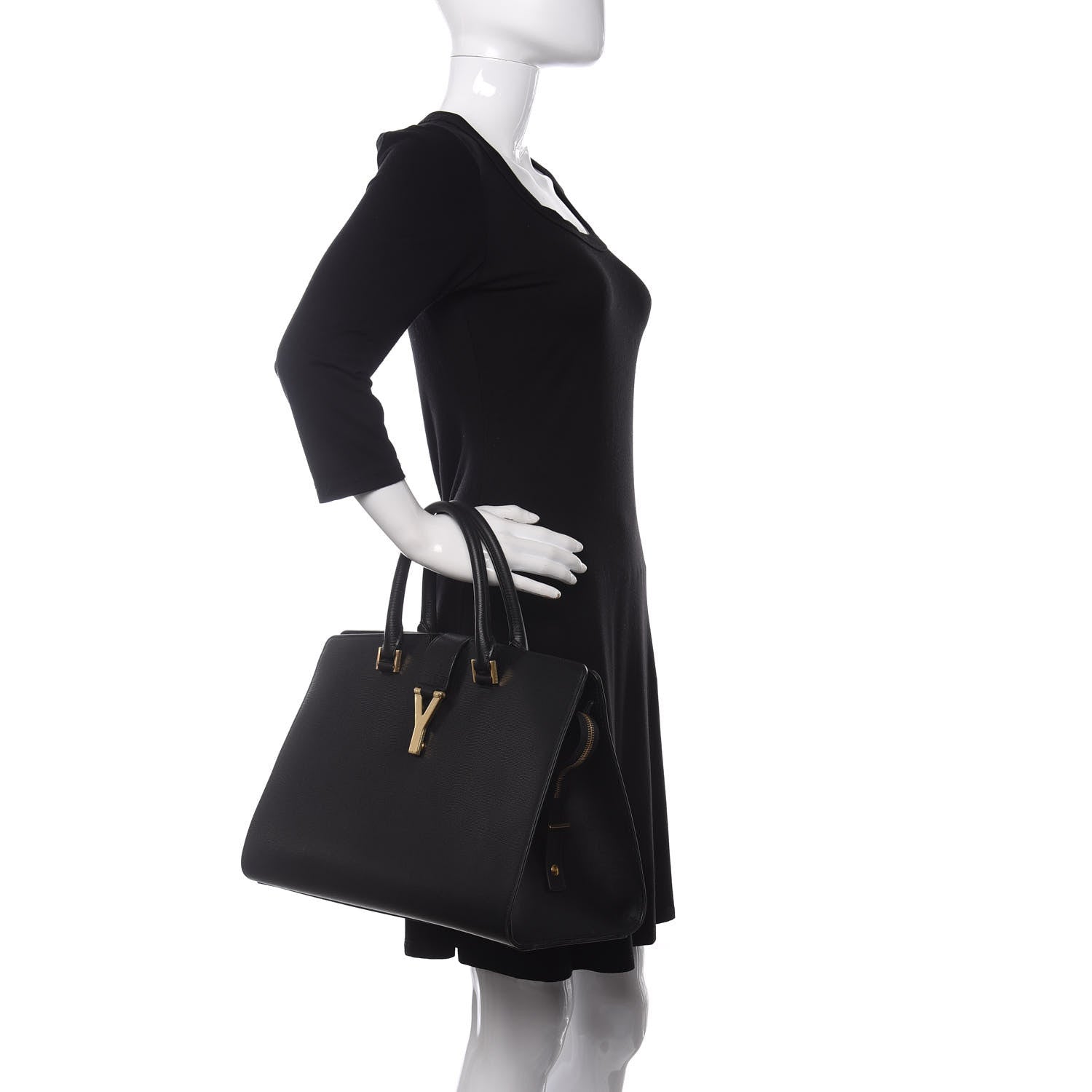 Saint Laurent Textured Calfskin Medium Classic Y Cabas Black 2 of 10