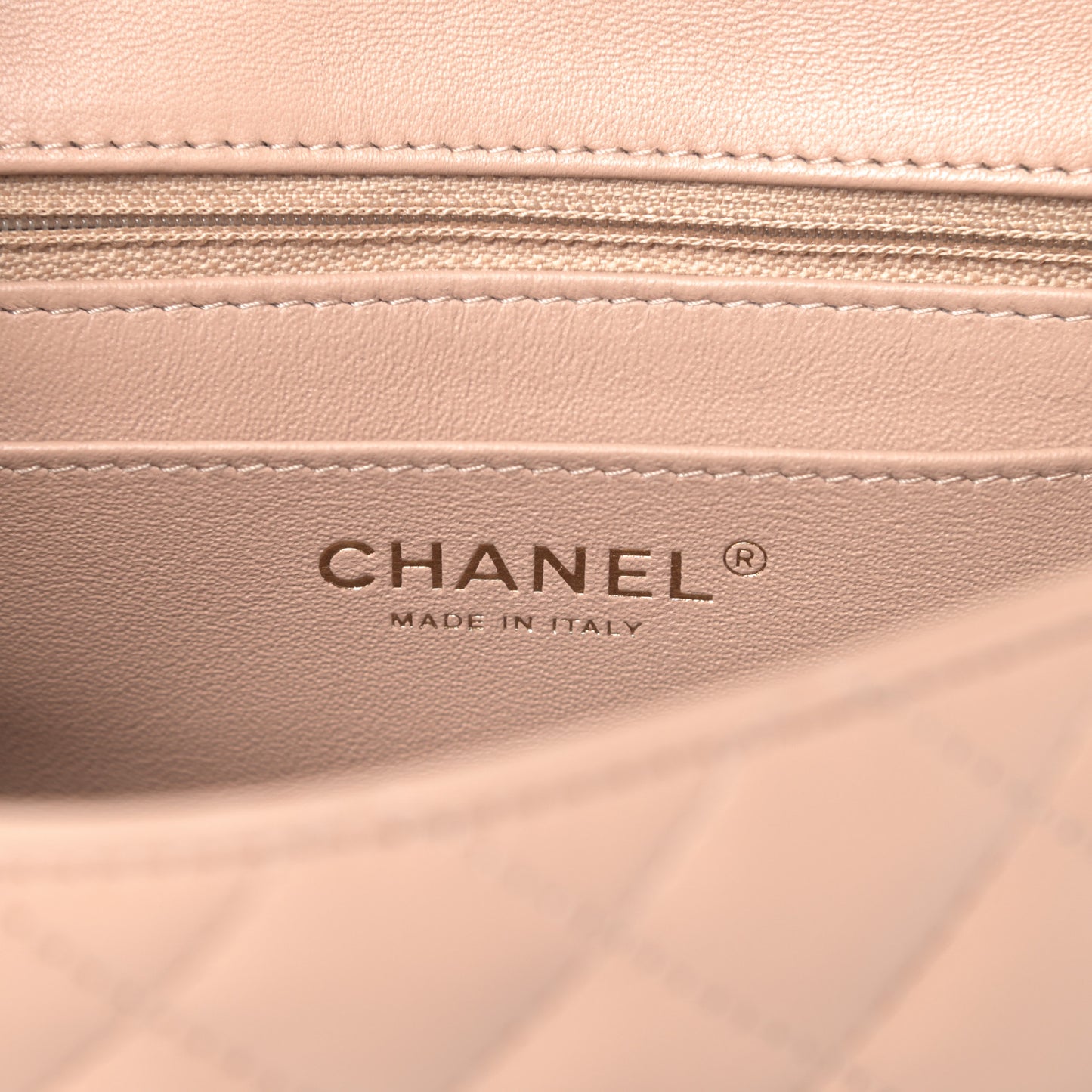 Lambskin Quilted Mini Square Flap Beige