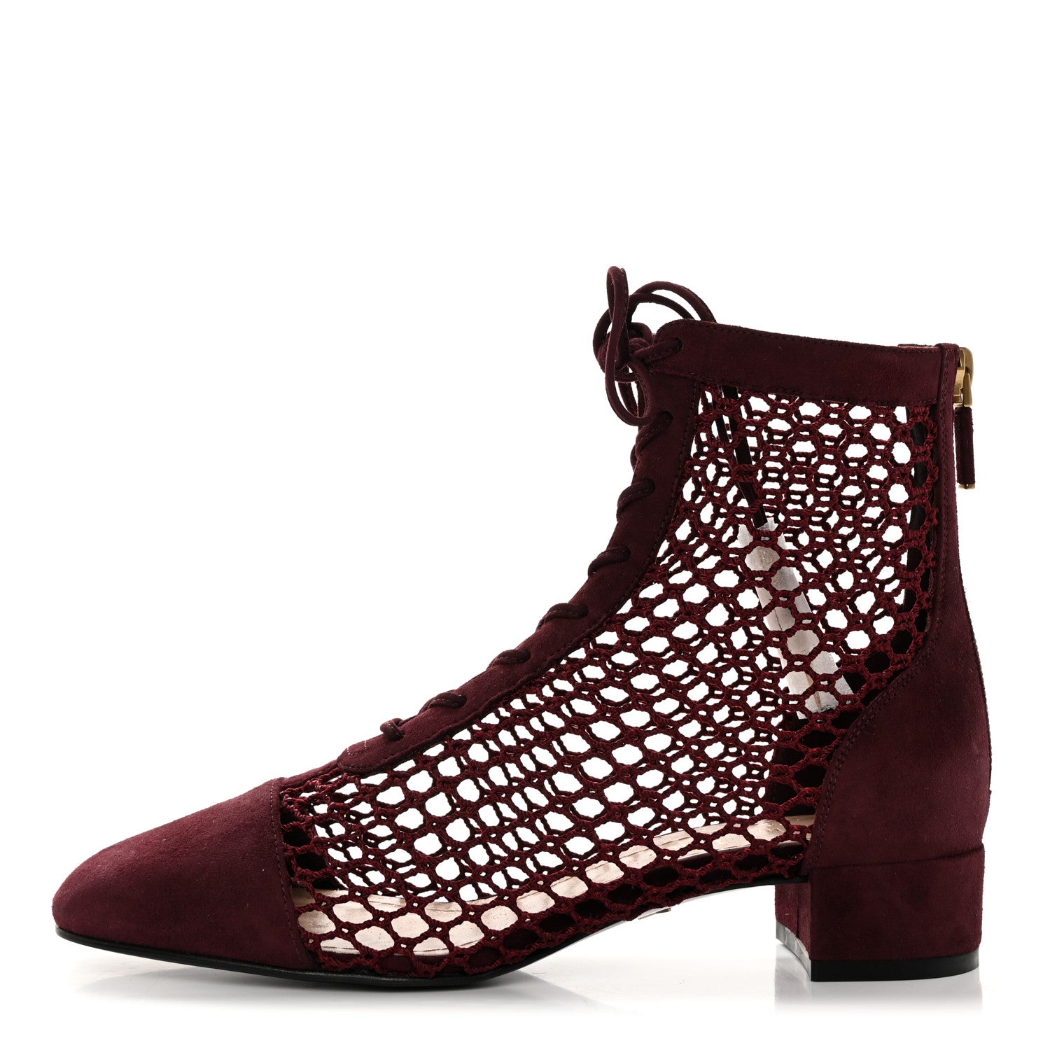 Christian Dior Suede Resille Naughtily-D 30mm Ankle Boots 35.5 Rouge Noir 1 of 8