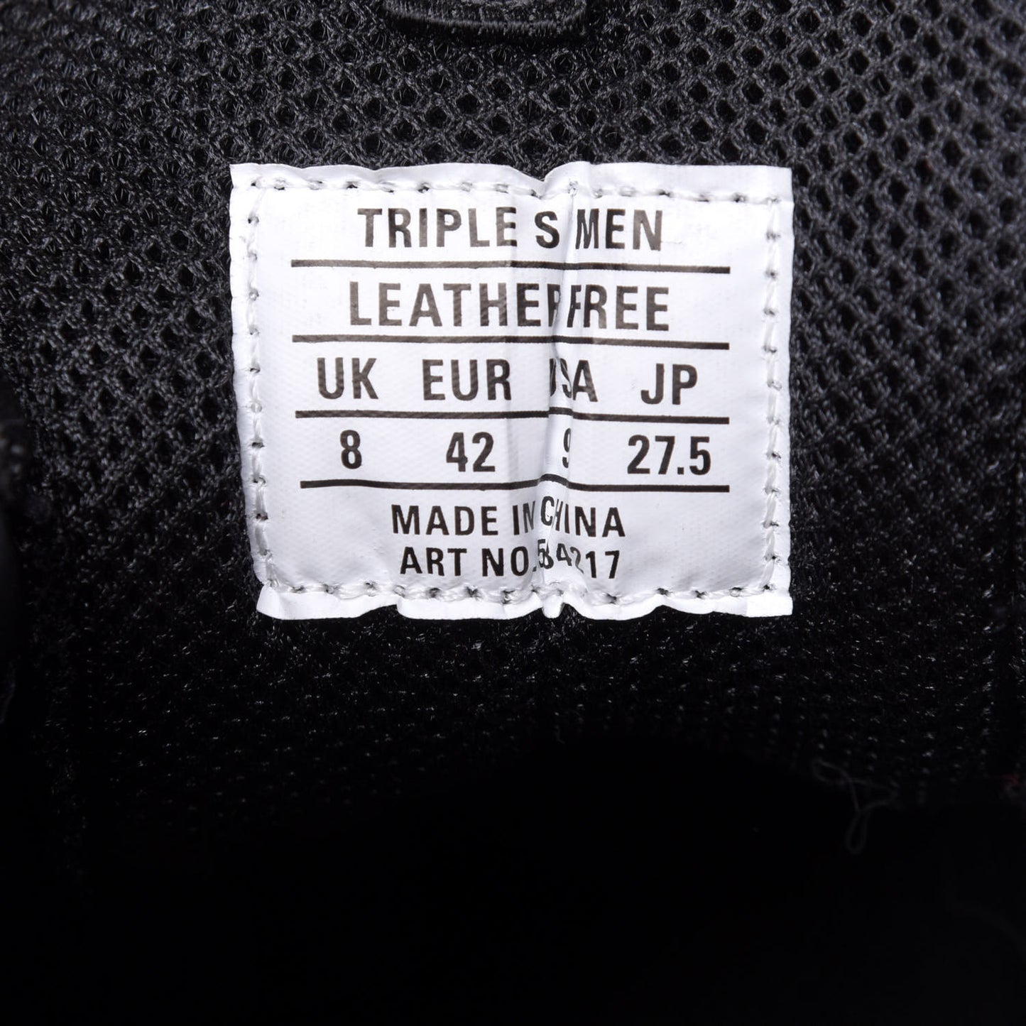 Fabric Mesh Mens Triple S Sneakers 42 Black