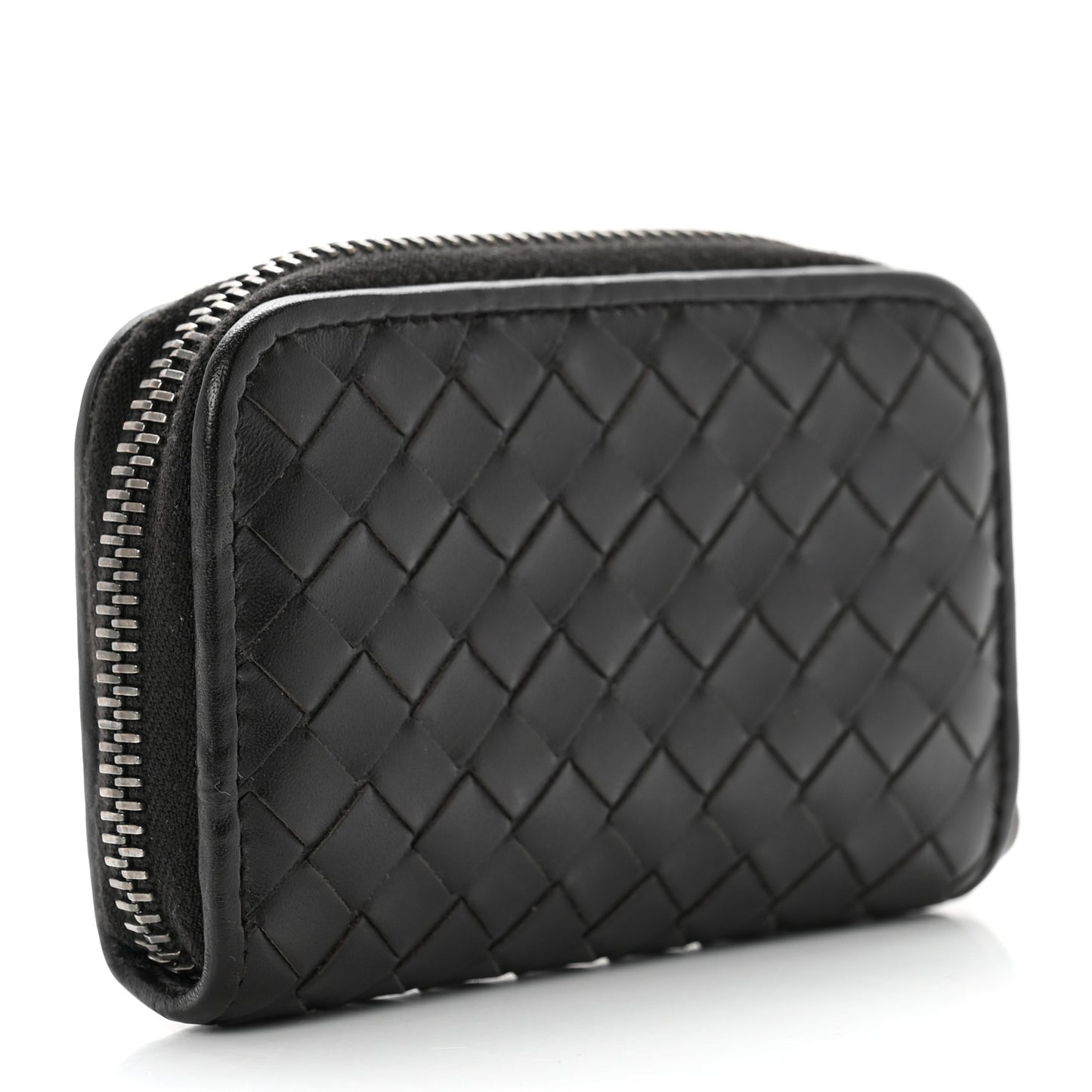 Nappa Intrecciato Zip Around Coin Purse Ebano