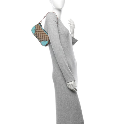 Gucci Monogram Horsebit Nail Chain Pochette Turquoise 2 of 12