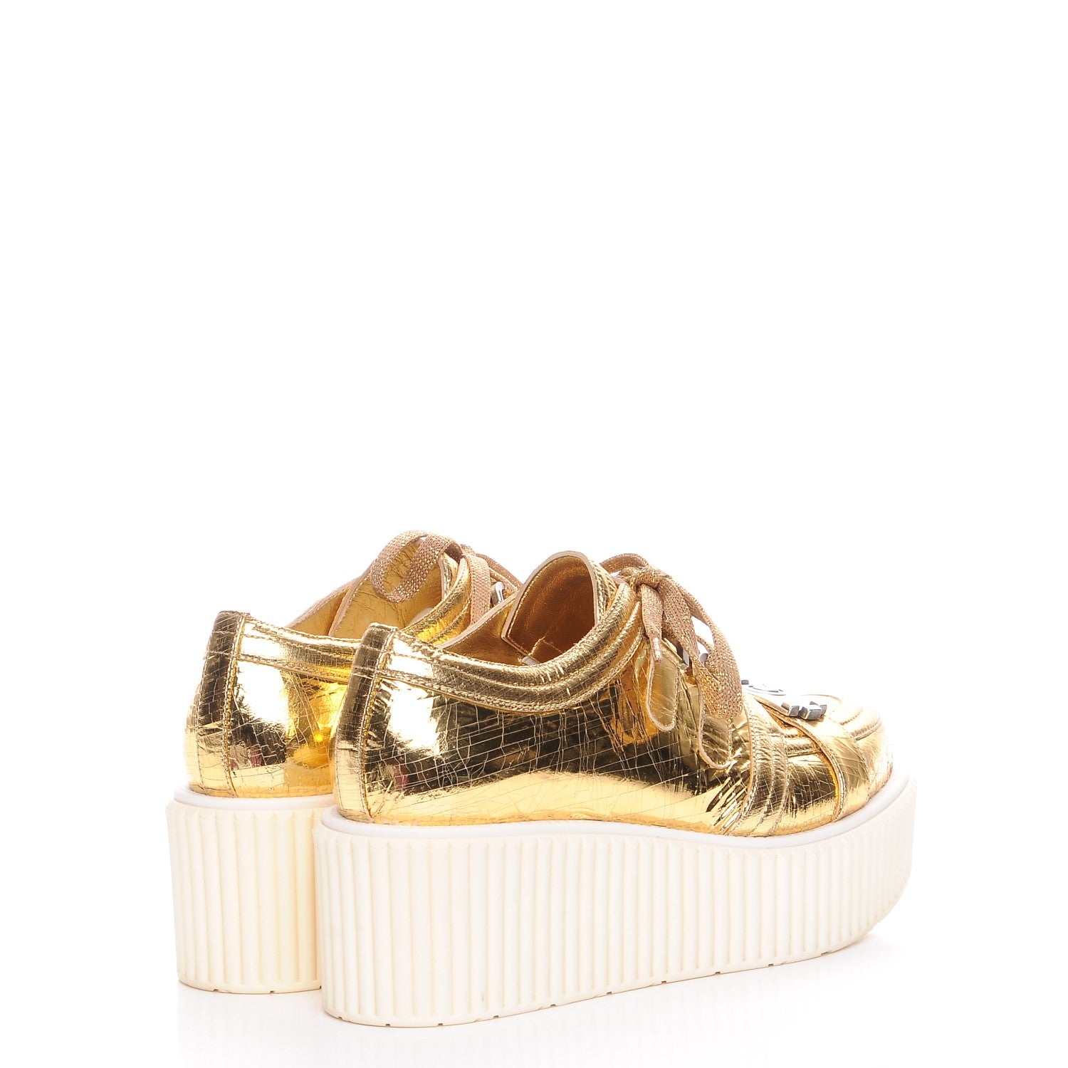 Chanel Lame Creeper Sneakers 38 Gold 4 of 9