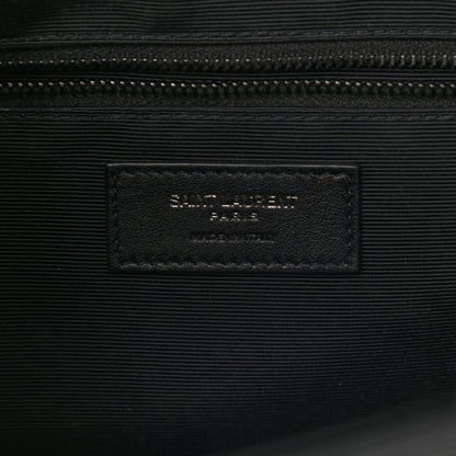 Saint Laurent Calfskin Crocodile Embossed Monogram Large Satchel Black 6 of 15